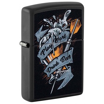 Зажигалка ZIPPO Darts с покрытием Black Matte, латунь/сталь, черная 38x13x57 мм