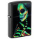 Зажигалка ZIPPO Skeleton Design с покрытием Black Light, латунь/сталь, черная, матовая, 38x13x57 мм