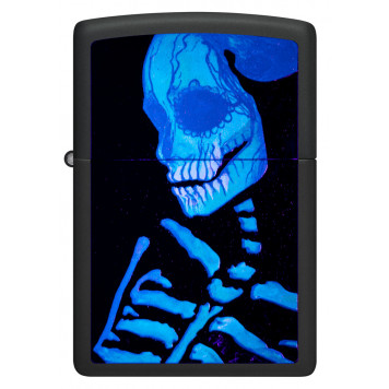 Зажигалка ZIPPO Skeleton Design с покрытием Black Light, латунь/сталь, черная, матовая, 38x13x57 мм-6