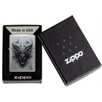 Зажигалка ZIPPO Dragon Design с покрытием Linen Weave, латунь/сталь, серебристая, 38x13x57 мм-5