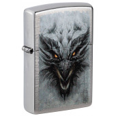 Зажигалка ZIPPO Dragon Design с покрытием Linen Weave, латунь/сталь, серебристая, 38x13x57 мм