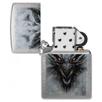 Зажигалка ZIPPO Dragon Design с покрытием Linen Weave, латунь/сталь, серебристая, 38x13x57 мм-3