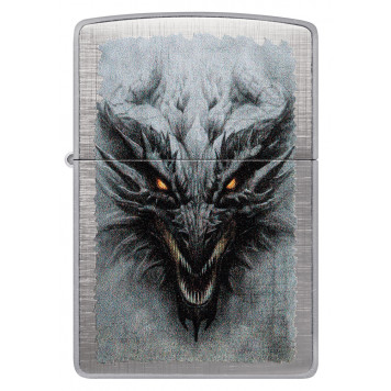 Зажигалка ZIPPO Dragon Design с покрытием Linen Weave, латунь/сталь, серебристая, 38x13x57 мм-1