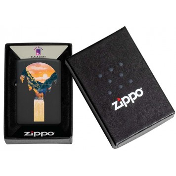 Зажигалка ZIPPO Mountain Waterfall с покрытием Black Light, латунь/сталь, черная,матовая 38x13x57 мм-5