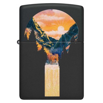 Зажигалка ZIPPO Mountain Waterfall с покрытием Black Light, латунь/сталь, черная,матовая 38x13x57 мм-1