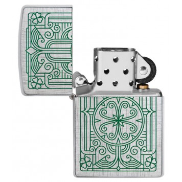 Зажигалка ZIPPO Luck Design с покрытием Brushed Chrome, латунь/сталь, серебристая, 38x13x57 мм-2