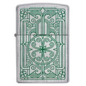 Зажигалка ZIPPO Luck Design с покрытием Brushed Chrome, латунь/сталь, серебристая, 38x13x57 мм