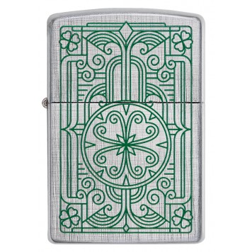 Зажигалка ZIPPO Luck Design с покрытием Brushed Chrome, латунь/сталь, серебристая, 38x13x57 мм