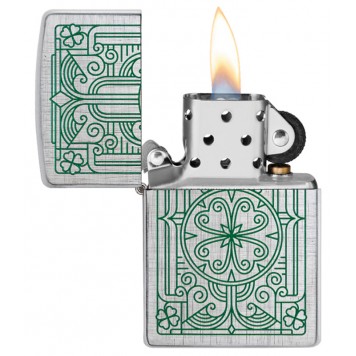 Зажигалка ZIPPO Luck Design с покрытием Brushed Chrome, латунь/сталь, серебристая, 38x13x57 мм-1