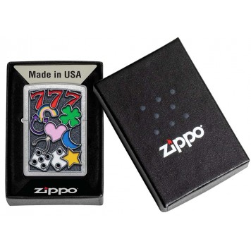 Зажигалка ZIPPO All Luck с покрытием Street Chrome, латунь/сталь, серебристая, 38x13x57 мм-5