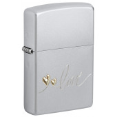 Зажигалка ZIPPO Love Design с покрытием Satin Chrome, латунь/сталь, серебристая, 38x13x57 мм