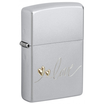 Зажигалка ZIPPO Love Design с покрытием Satin Chrome, латунь/сталь, серебристая, 38x13x57 мм