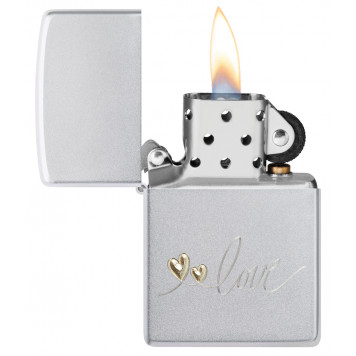 Зажигалка ZIPPO Love Design с покрытием Satin Chrome, латунь/сталь, серебристая, 38x13x57 мм-2