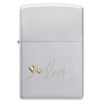 Зажигалка ZIPPO Love Design с покрытием Satin Chrome, латунь/сталь, серебристая, 38x13x57 мм-1