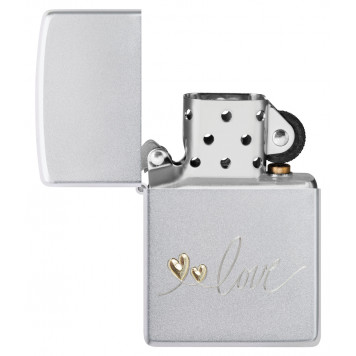 Зажигалка ZIPPO Love Design с покрытием Satin Chrome, латунь/сталь, серебристая, 38x13x57 мм-3