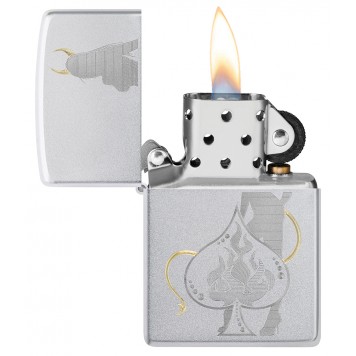 Зажигалка ZIPPO Devilish Ace с покрытием Satin Chrome, латунь/сталь, серебристая, 38x13x57 мм-2