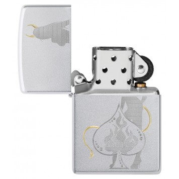 Зажигалка ZIPPO Devilish Ace с покрытием Satin Chrome, латунь/сталь, серебристая, 38x13x57 мм-3