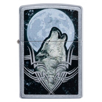 Зажигалка ZIPPO Howling Wolf с покрытием Street Chrome, латунь/сталь, серебристая, 38x13x57 мм-1