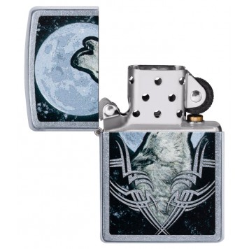 Зажигалка ZIPPO Howling Wolf с покрытием Street Chrome, латунь/сталь, серебристая, 38x13x57 мм-3