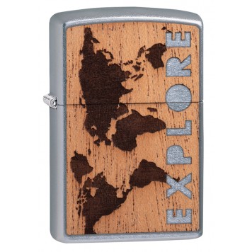 Зажигалка ZIPPO WOODCHUCK с покрытием Street Chrome™, латунь/сталь/дерево, серебристая, 38x13x57 мм