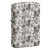 Зажигалка ZIPPO Skeleton с покрытием Glow in the Dark Green, латунь/сталь, серая, 38x13x57 мм