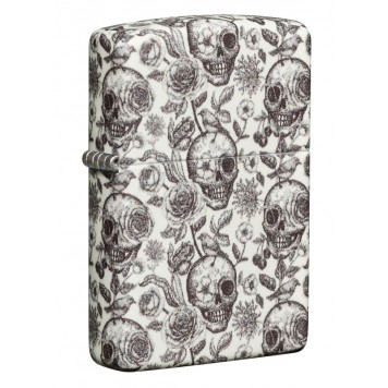 Зажигалка ZIPPO Skeleton с покрытием Glow in the Dark Green, латунь/сталь, серая, 38x13x57 мм