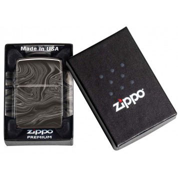 Зажигалка ZIPPO Marble Pattern с покрытием High Polish Black, латунь/сталь, чёрная, 38x13x57 мм-5