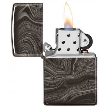 Зажигалка ZIPPO Marble Pattern с покрытием High Polish Black, латунь/сталь, чёрная, 38x13x57 мм-2