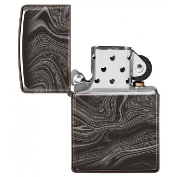 Зажигалка ZIPPO Marble Pattern с покрытием High Polish Black, латунь/сталь, чёрная, 38x13x57 мм-3