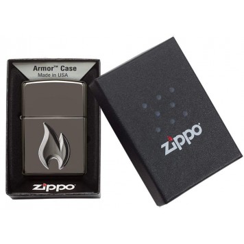 Зажигалка ZIPPO Armor™ с покрытием Black Ice®, латунь/сталь, чёрная, глянцевая, 38x13x57 мм-6