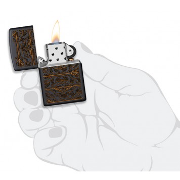 Зажигалка ZIPPO Circuit Pattern с покрытием Black Matte, латунь/сталь, чёрная, матовая, 38x13x57 мм-3