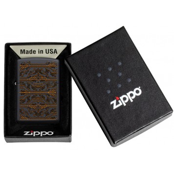 Зажигалка ZIPPO Circuit Pattern с покрытием Black Matte, латунь/сталь, чёрная, матовая, 38x13x57 мм-4