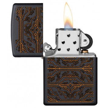 Зажигалка ZIPPO Circuit Pattern с покрытием Black Matte, латунь/сталь, чёрная, матовая, 38x13x57 мм-2