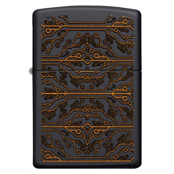 Зажигалка ZIPPO Circuit Pattern с покрытием Black Matte, латунь/сталь, чёрная, матовая, 38x13x57 мм-1