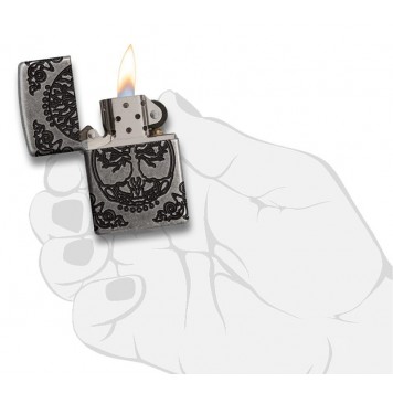 Зажигалка ZIPPO Armor® с покрытием Antique Silver, латунь/сталь, серебристая, матовая, 37х13x58 мм-4