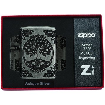 Зажигалка ZIPPO Armor® с покрытием Antique Silver, латунь/сталь, серебристая, матовая, 37х13x58 мм-6