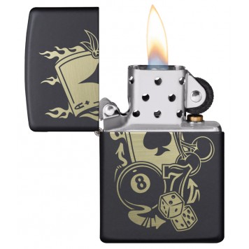 Зажигалка ZIPPO Gambling Design с покрытием Black Matte, латунь/сталь, чёрная, матовая, 38x13x57 мм-2