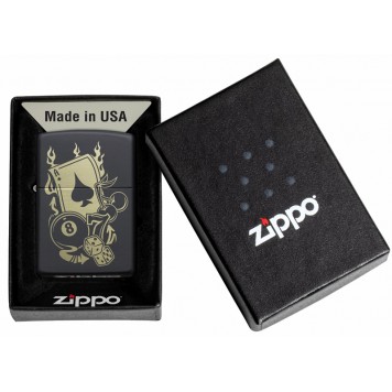 Зажигалка ZIPPO Gambling Design с покрытием Black Matte, латунь/сталь, чёрная, матовая, 38x13x57 мм-5
