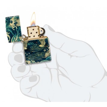 Зажигалка ZIPPO Eastern с покрытием 540 Tumbled Brass, латунь/сталь, зеленая, 38x13x57 мм-4