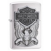 Зажигалка ZIPPO Harley-Davidson®, с покрытием Brushed Chrome, латунь/сталь, серебристая, 38x13x57 мм