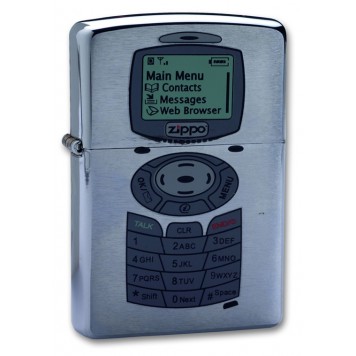 Зажигалка ZIPPO Phone, с покрытием Brushed Chrome, латунь/сталь, серебристая, матовая, 38x13x57 мм
