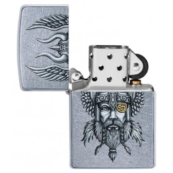 Зажигалка ZIPPO Viking Warrior с покрытием Street Chrome™, латунь/сталь, серебристая, 38x13x57 мм-2