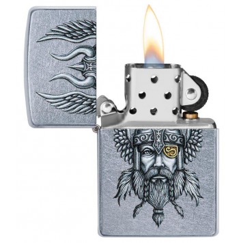 Зажигалка ZIPPO Viking Warrior с покрытием Street Chrome™, латунь/сталь, серебристая, 38x13x57 мм-1