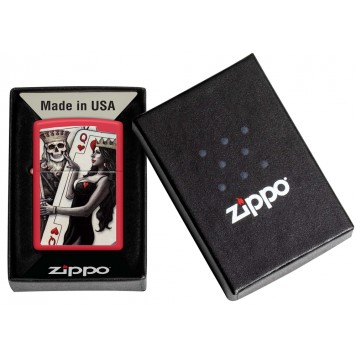 Зажигалка ZIPPO Skull King Queen Beauty с покрытием Red Matte, латунь/сталь, красная, 38x13x57 мм-5