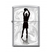 Зажигалка ZIPPO Баскетболист с покрытием Street Chrome™, латунь/сталь, серебристая, 38x13x57 мм