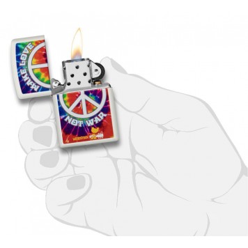 Зажигалка ZIPPO Woodstock® с покрытием White Matte, латунь/сталь, белая, матовая, 38x13x57 мм-4