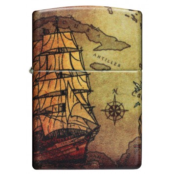 Зажигалка Zippo Pirate Ship с покрытием White Matte, латунь/сталь, белая, матовая, 38x13x57 мм-2