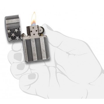 Зажигалка ZIPPO Armor™ с покрытием Antique Silver Plate™, латунь/сталь, серая, матовая, 38x13x57 мм-3