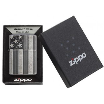 Зажигалка ZIPPO Armor™ с покрытием Antique Silver Plate™, латунь/сталь, серая, матовая, 38x13x57 мм-4