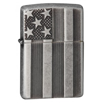 Зажигалка ZIPPO Armor™ с покрытием Antique Silver Plate™, латунь/сталь, серая, матовая, 38x13x57 мм